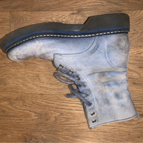 Distressed baby blue laced up boots. Purchased at “Via Maestra” in Milan, ITA - Picture 7 of 9